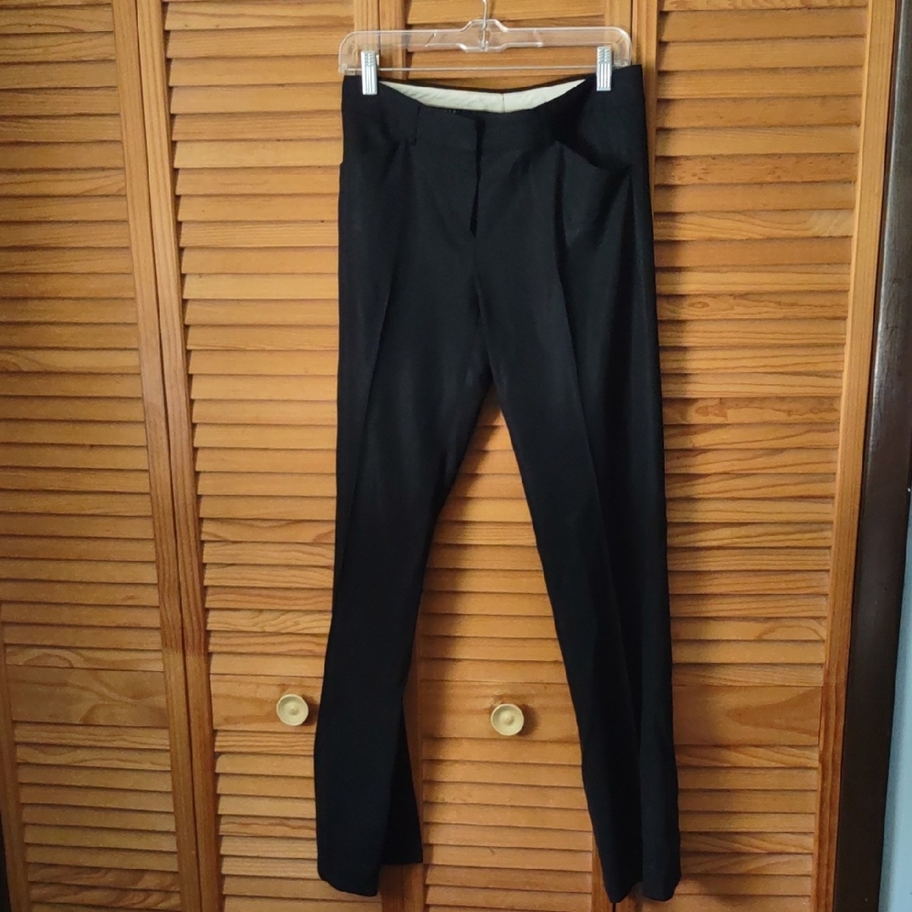 Theory Black Wool Blend 4 Pocket Wide Leg Zipper Closure Dress Trouser Size 4 - Picture 1 of 13